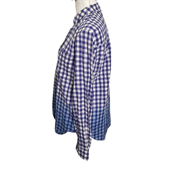 Anthropologie Pilcro Deb Ombre Shirt Women’s Size Medium Blue Gingham Button Top - Picture 6 of 11